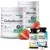 ColonBroom Psyllium Husk Powders + Day & Night Burner Supplements, Weight Management Pills, 4 Items - Colon Cleanser Fiber Supplement (2x60 Servings) + Day & Night Burner Supplements (60 Servings)