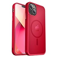 Strong Magnetic for iPhone 14 Case/iPhone 13 Case, [Compatible with Magsafe] [10FT Military Grade Protection], Slim Shockproof Translucent Matte Case for iPhone 13/14 6.1 inch, Red