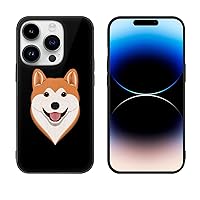 Cartoon Akita Dog Protective Phone Case Ultra Slim Glass Case Shockproof Phone Cover Shell Compatible for iPhone 14 Pro