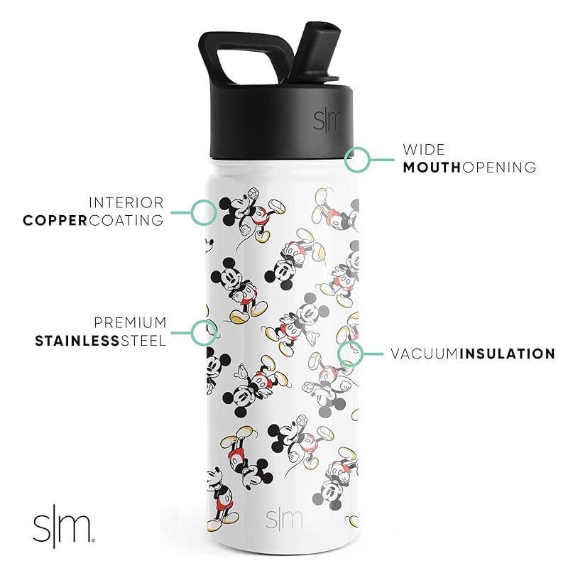 Simple Modern Disney Mickey Mouse Kids Water Bottle with Straw Lid