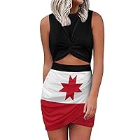 Fashion Sleeveless One Piece Skirts American Flag for Summer Women Novelty Short Dress