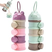 2Pcs Baby Formula Dispenser, 4 Layers Baby Formula Container Milk Powder Dispenser Stackable Baby Milk Powder Dispenser BPA Formula Dispenser Non-Spill Travel Formula Container On The Go