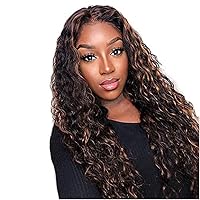 Ombre #27 Highlight 8A Brazilian Human Hair Loose Curly 13X6 Lace Front Wigs Pre Plucked Baby Hair Wavy-16inch 130 Density