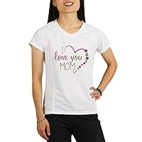 Women's Sports T-Shirt I Love You Mom Burlap and Pink Heart