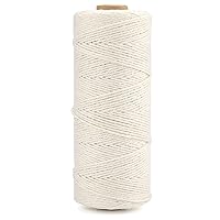 G2PLUS White String,1MM White Cotton String,656Feet Cooking Twine String,Bakers Twine for Cooking,Food Safe Cotton Kitchen String Butchers Twine for Tying Meat,Roasting,Sauage,Turkey(Off-White)