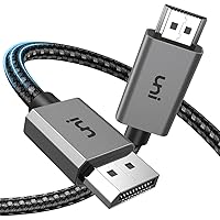 uni DisplayPort to HDMI 4K Cable 15FT, High Speed(1440P@60Hz 1080P@120Hz) Unidirectional DP to HDMI Cable Cord [Aluminum Shell, Nylon Braid] Compatible with HP, DELL, GPU, AMD, NVIDIA etc