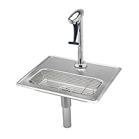T&S Brass B-1230-12 Water Station with 12-Inch Pedestal Glass Filler and Drip Pan Assembly