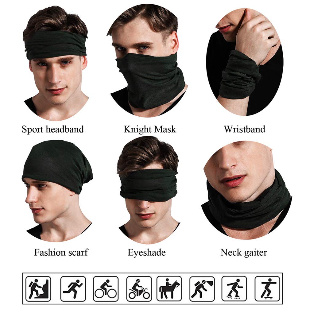 FAYBOX 6pcs Magic Wide Wicking Headbands Outdoor Headwear Bandana Sports Scarf Tube UV Face Mask for Workout Yoga Running Hiking Riding Motorcycling
