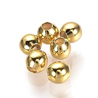 MegaPet 400pcs 3mm Metal Spacer Beads Real 18K Gold Plated Brass Smooth Round Rondelle Loose Beads for DIY Bracelet Necklace Jewelry Making Crafting with 1mm Hole