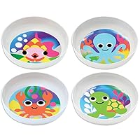 French Bull 4pc Toddler Kids Feeding Melamine Tableware Flatware BPA Free Dishwasher Safe, Durable Plate, Cup, Bowl, Divided Tray Dinnerware Set, 4 Count (Pack of 1), Ocean