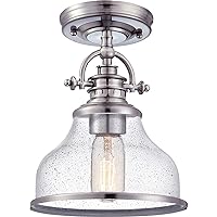 Quoizel GRTS1708BN Grant Classic Americana Clear Seedy Glass Small Semi-Flush Mount Ceiling Light, 1-Light 100 Watt, 11