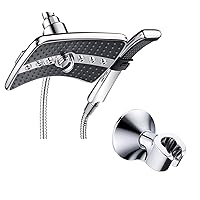 BRIGHT SHOWERS Dual Shower Head Combo Set with Suction Handheld Shower Head Holder, Chrome