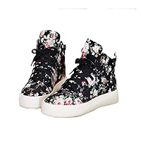 FTSUCQ Womens Lo-top Gym Canvas Floral Lace Up Trainers Flat Slip-on Casual Sneakers