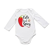 Chili Pepper Kids Shirt Cute But Spicy Infant Romper Bodysuit Funny Mexican Baby Girl Boy Cinco De Mayo Toddler Tee (0-6 Months, Chili-Long Sleeve Bodysuit)