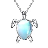 YAFEINI Turtle/Phoenix Moonstone Necklace Sterling Silver Cute Sea Turtle Pendant Necklace Jewelry Gifts for Women Teen Girls