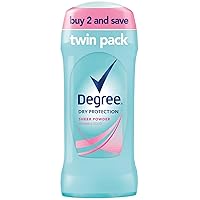 Degree Deodorant Sheer Invisible Solid, Twin Pack - Powder - 2.6 oz