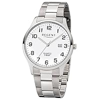Regent Men's Analogue Quartz Watch with Stainless Steel Strap 11150666, silver / white, Bracelet