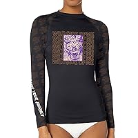 CHOO Women's Leopard Cat Long Sleeve Sports Wicking T-Shirt Rash Guard for MMA BJJ Wrestling