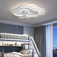 Ceiling Fans with Lamps,Kids Led Ceiling Fans with Lights, Modern Dimmable Bedroom Fan Lamp with Remote Control 6 Gears Adjustable Fan Lights for Indoor Lounge Living Room/Blue