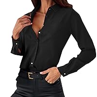 Plus Size Tops for Women Sexy Casual Women's Casual Fashion Simple Solid Color V Button Long Sleeved Shirt T S
