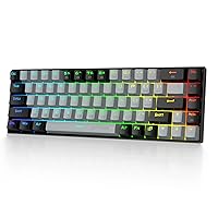 HUO JI 65% RGB Gaming Keyboard, E-YOOSO Z-686 Wired 68 Keys Mechanical Keyboard, Linear Red Switches, Pro Software Supported, Detachable USB-C Cable, Separate Arrow Keys - Grey/Black