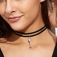 DoubleNine Arrow Pendant Choker Black Gothic Vengan Suede Necklace for Women