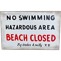 Jaws No Swimming Wooden Sign Prop