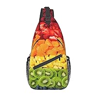 Fruit Rainbow Sling Backpack Multipurpose Crossbody Bag Sling Bag Daypack For Travel Hiking Sports