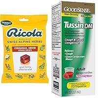 Ricola Original 21 Count Cough Drops and GoodSense 8 Fl Oz Tussin Cough Syrup DM Chest Congestion Relief
