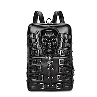 3D Skull Backpack Studded PU Leather Travel punk Backpack Laptop School Bag Small