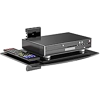 WALI Floating Entertainment Center Shelves, Holds Up to 17.6lbs, TV Shelf with Strengthened Tempered Glasses for DVD Players, Cable Boxes, Games Consoles, TV Accessories (CS201B), 1 Shelf, Black