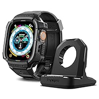 Spigen Rugged Armor Pro Designed for Apple Watch Ultra with Band and Rugged Armor Stand Designed for Apple Watch Ultra, Series 8/SE2/7/6/SE/5/4 (49mm,45mm,44mm,41mm, 40mm) with Non-Slip Stable Base