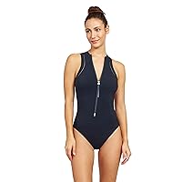 Gottex Women's Free Sport Champion Solid High Neck One Piece Swimsuit with Zip