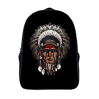 American Native Indian Warrior 16 Inch Backpack Adjustable Strap Daypack Double Shoulder Backpack Business Laptop Backpack for Hiking Travel