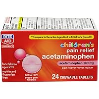 Children's Pain Relief Acetaminophen, Bubble Gum Flavor, 160 mg - 24 ct | Kids Pain Reliever | for Children Ages 2-11 Years | Acetaminophen Chewable Tablets | Aspirin & Ibuprofen Free