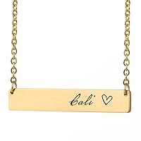 HUAN XUN Custom Bar Necklace Name Monogram Initial Name on Choker Personal Jewelry Birthday Valentine Gift