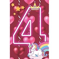 Happy 4th Birthday Girl: Unicorn Journal and Sketchbook Notebook Gift for Your Kids