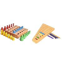 BOHS 6 Pegs Mini Knobbed Cylinder Blocks Montessori + Montessori 1-10 Bead Stair with Holder