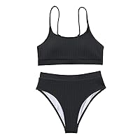 Women's Bikini, Split Bust Pads Non Steel Bra Swimsuit, S XL