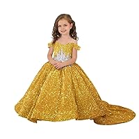 Mordarli Luxurious Rhinestone Girls Pageant Dress Sparkly Sequin Flower Girl Dresses Birthday Party Gown