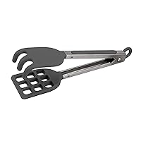 Tovolo Easy-Grip Mini Waffle Non-Slip Stainless Steel Handle, Heat-Resistant Silicone Heads, Kitchen Tongs for Cooking Waffles & Breakfast, Charcoal