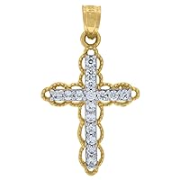 10k Gold CZ Cubic Zirconia Simulated Diamond Unisex Cross Height 26.8mm X Width 14.9mm Religious Charm Pendant Necklace Jewelry for Women