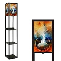 Floor Lamp Boat Beach Collage Structure Space Standing Lamp Floor Lamp with Shelves Wood Reading Light 3 Color Corner Display Lamp for Room Decor Living Room