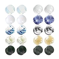 TBOSEN Set Of 10 Pairs Mixed Stone Ear Plugs Ear Gauges Ear Tunnels Double Flare Plugs Expander Body Piercing Jewelry 0g-5/8 in 8mm-16mm