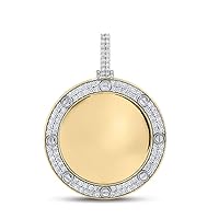 10kt Yellow Gold Mens Round Diamond Mirror Circle Charm Pendant 2 Cttw