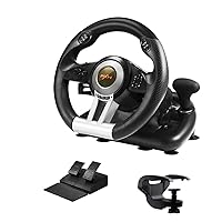 PXN Xbox Steering Wheel V3II 180° Gaming Racing Wheel Driving Wheel, with Linear Pedals and Racing Paddles for PC, PS4, Xbox One, Xbox Series X|S, Switch - (Used - Like New) Black
