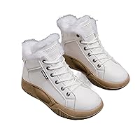 Women's High Top Thick Sole Boots, Popular Thick Sole Low-Cut Boots,Marshmallow Sole PU Leather Round Sneakers