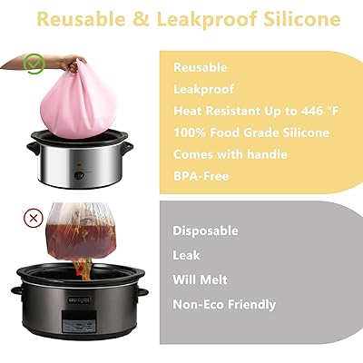 2 Pack Reusable Slow Cooker Crock Pot Silicone Liners