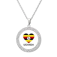Heart Love Uganda Round Diamond Necklace Fashion Pendant Jewelry Gift for Men Women