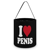 I Love Penis Halloween Trick Or Treat Party Favor Tote Bags Candy Basket Reusable Portable Bucket